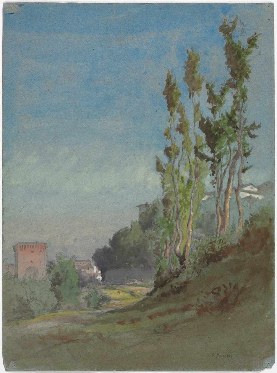 Albano, Olaszország, 1872 körül (akvarell, gouache grafitra) alkotó: George Snr. Inness