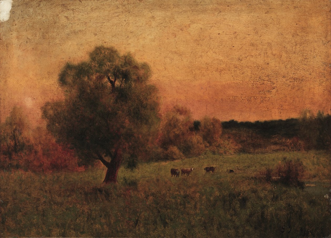 Tehenek a mezőn (olaj, vászon) alkotó: George Snr. Inness