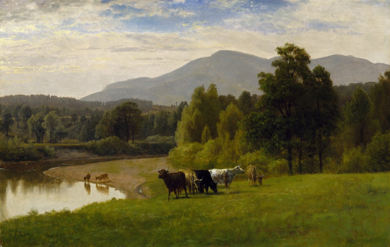 Legelők, 1867 (olaj, papír a fedélzeten) alkotó: George Snr. Inness