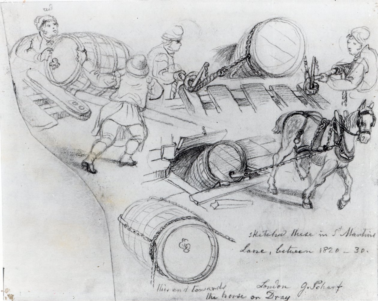 Kocsisok és ló, 1820-30 körül alkotó: George Snr Scharf
