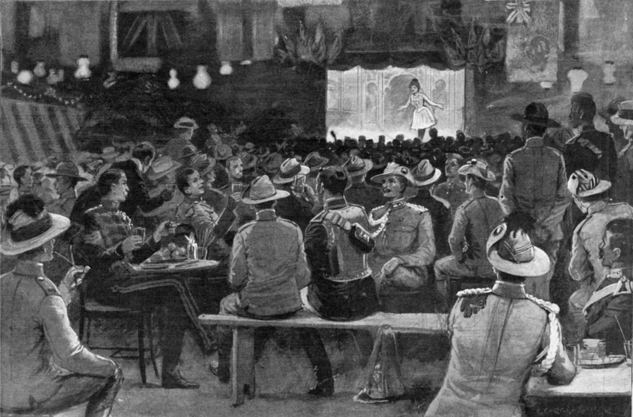 A The Entertainment of Colonials a The Royal Horse Guards előadásában az Albany Street Barracksban, illusztráció a „The Graphic”-ból, 1902. július 19. alkotó: George Soper