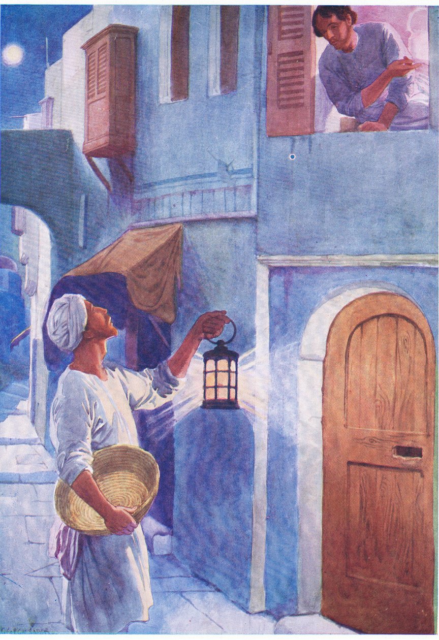 A barátságtalan szomszéd, a Thomas Nelson által kiadott Biblia Képeskönyvből, 1950 körül alkotó: George Soper