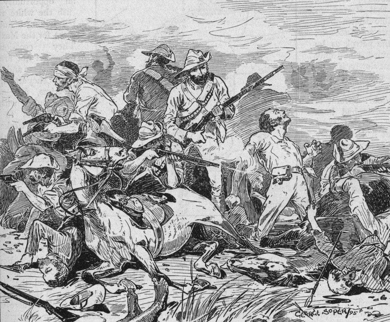 Harcoltak a Grimly-n, 1895, 1902 alkotó: George Soper