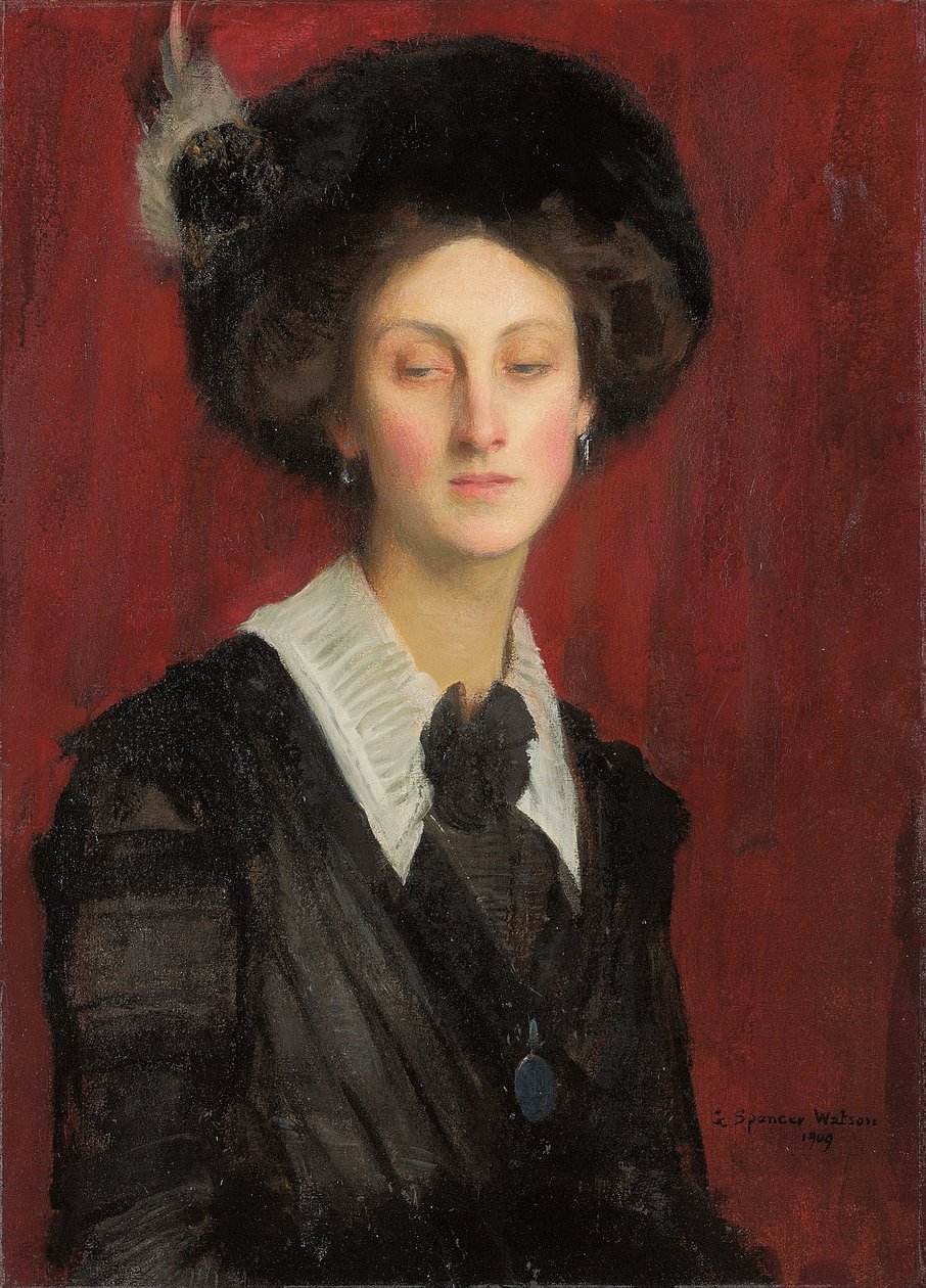 Hilda fekete kalapban alkotó: George Spencer Watson