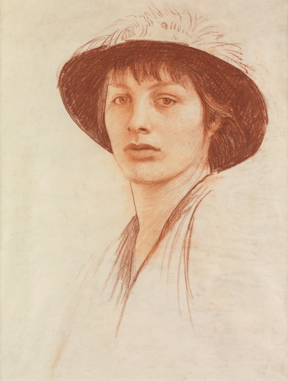 Tollas kalapos nő (vörös kréta pergamenre) alkotó: George Spencer Watson