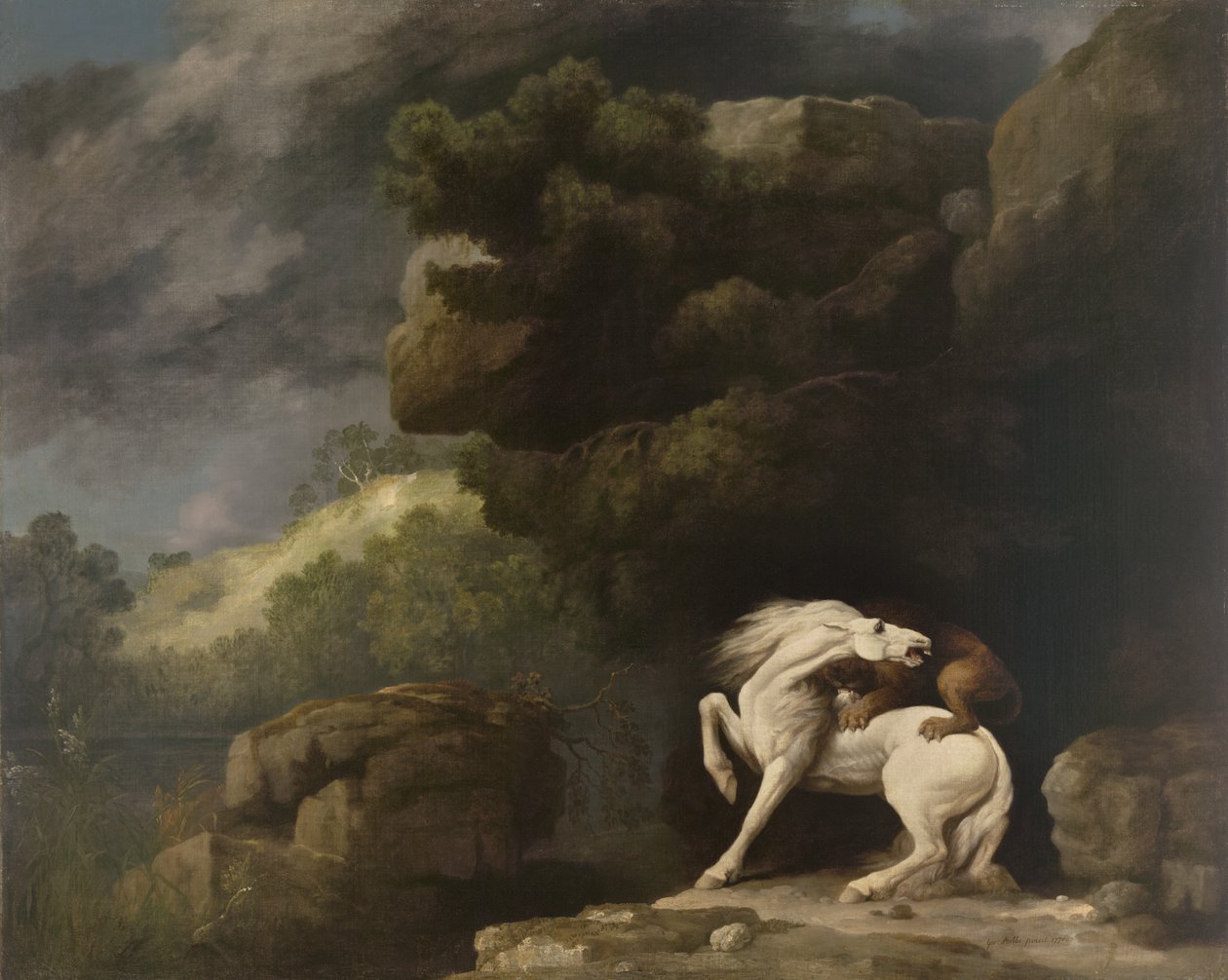 Egy oroszlán lóra támad, 1770 alkotó: George Stubbs