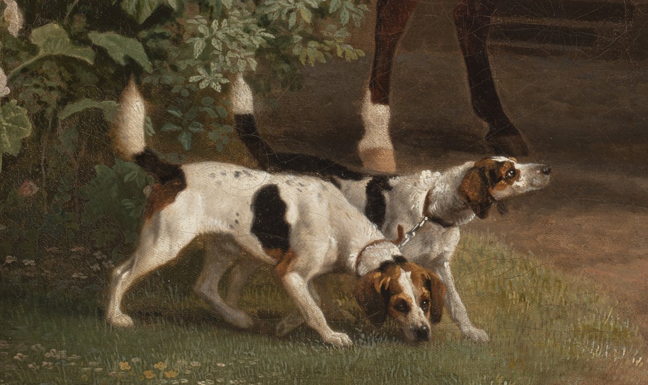 Részlet William Henry Cavendish Bentincktől, Portland 3. hercegétől a Welbeck Abbey Riding Stables előtt, 1766-7 alkotó: George Stubbs