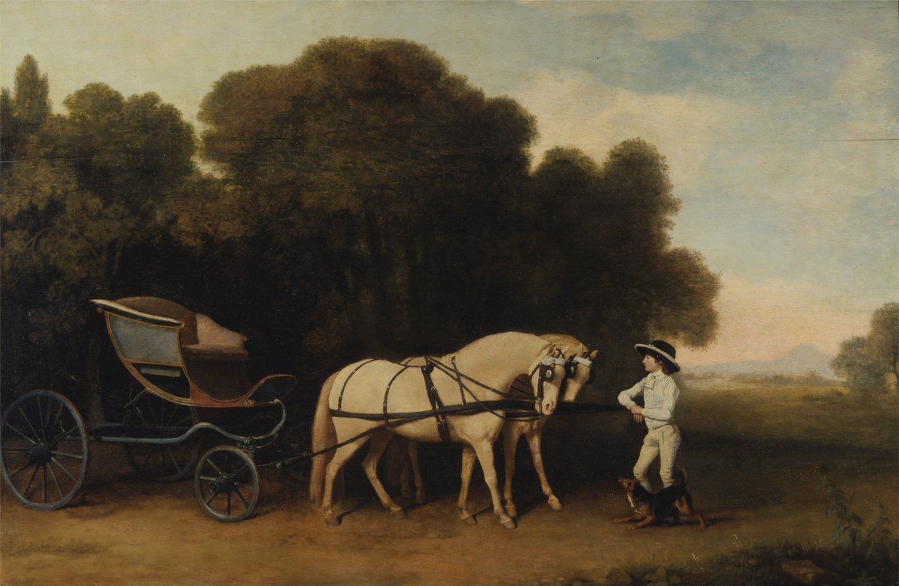 Phaeton egy pár krémpónival és egy istállófiúval alkotó: George Stubbs