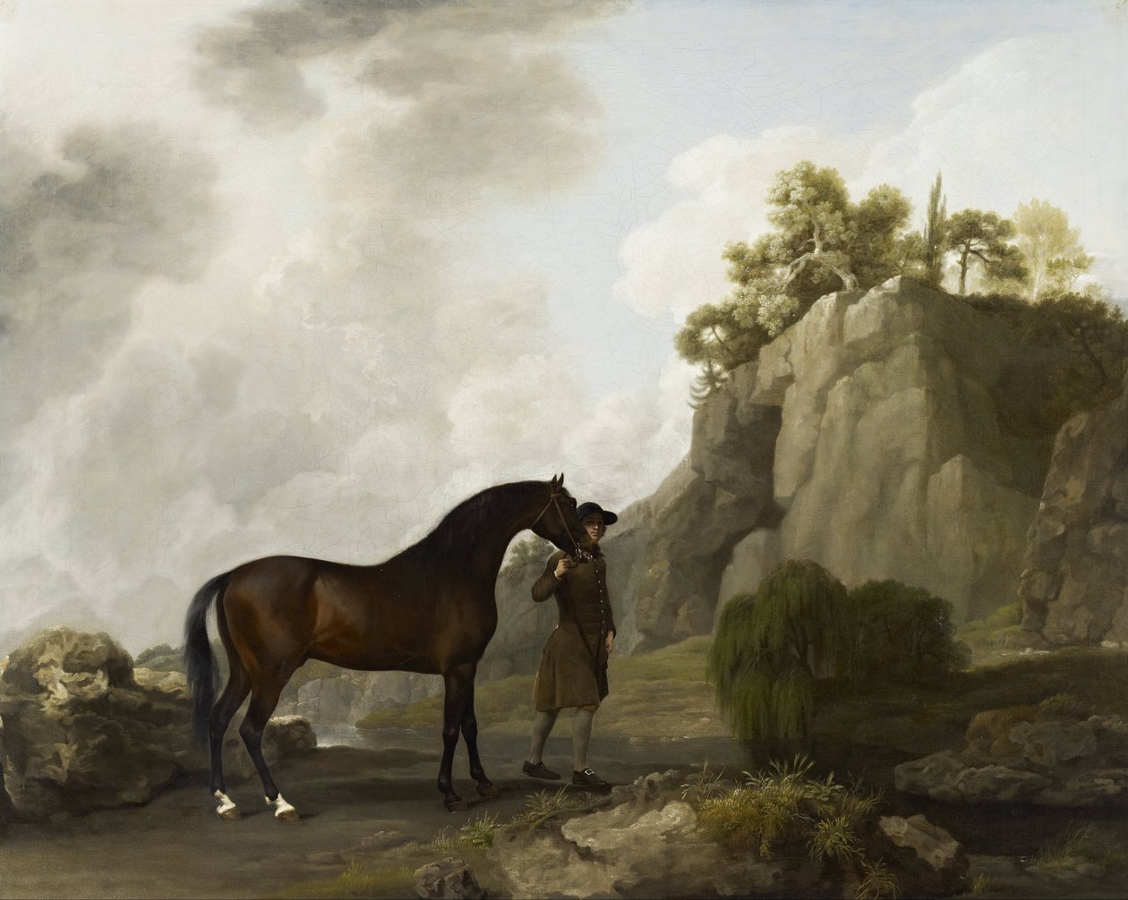 Rockingham márkija arab mén (egy vőlegény vezetésével a Creswell Crags-ben) alkotó: George Stubbs