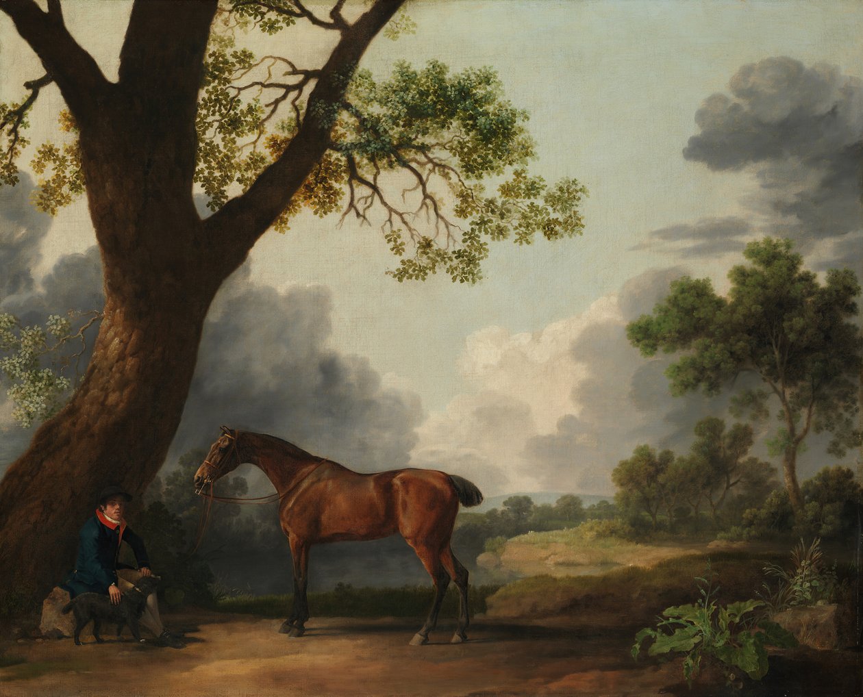 Dorset harmadik hercege, vadász vőlegénnyel és kutyával, 1768. alkotó: George Stubbs