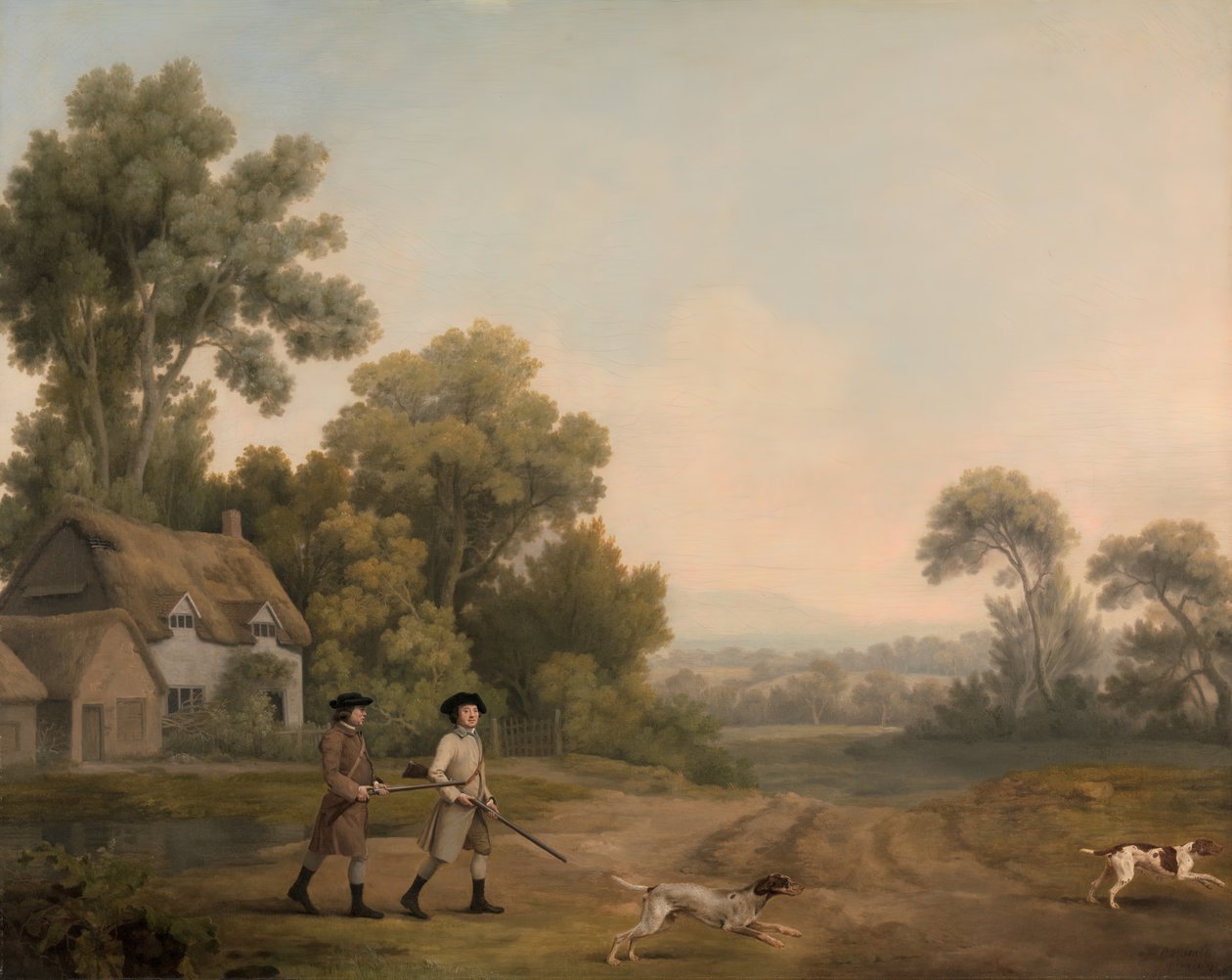 Két úriember lövöldözni megy, két úriember lövöldözni, 1768. alkotó: George Stubbs