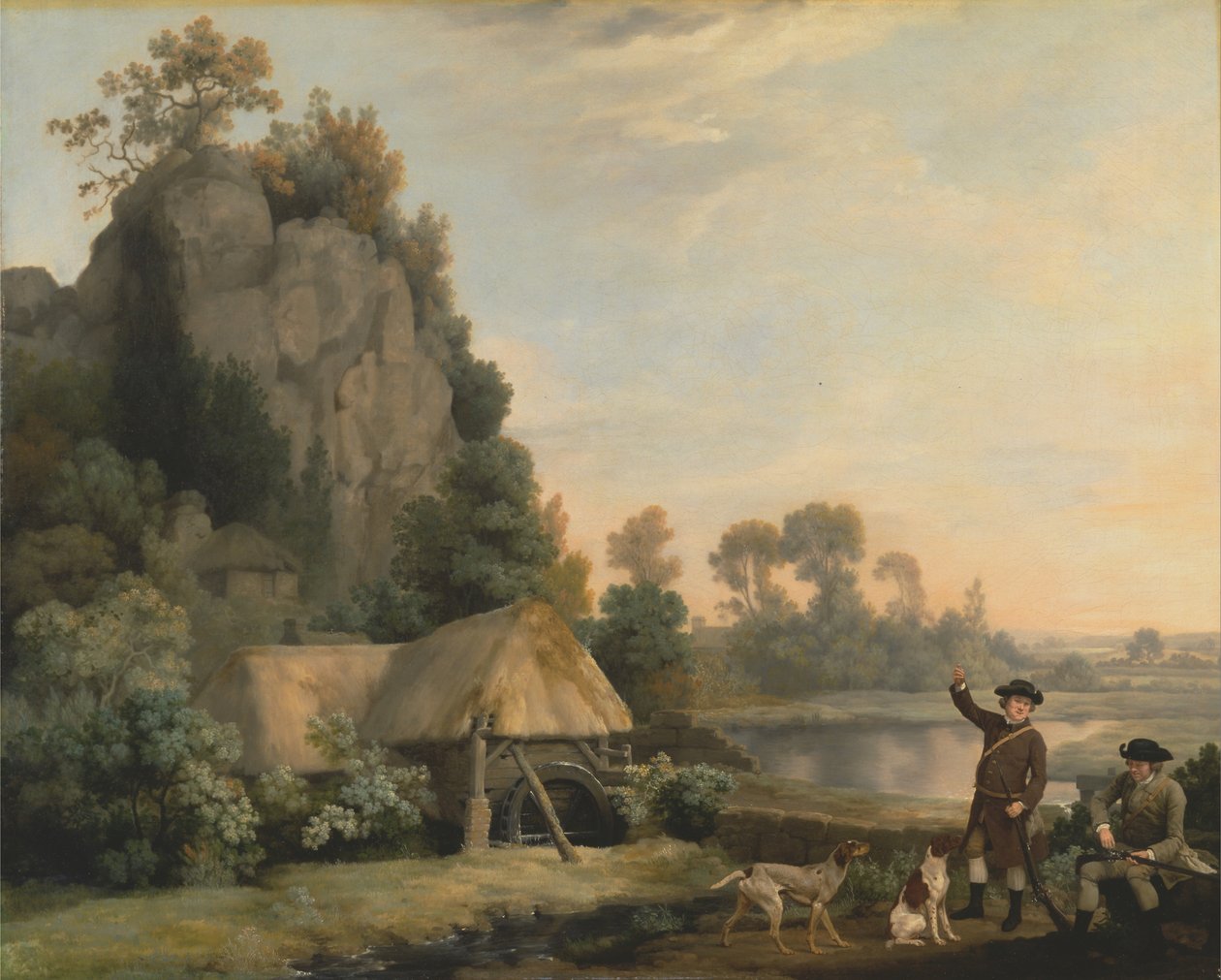 Két úriember lövöldözni megy, a Creswell Crags kilátásával, a helyszínen felvéve alkotó: George Stubbs
