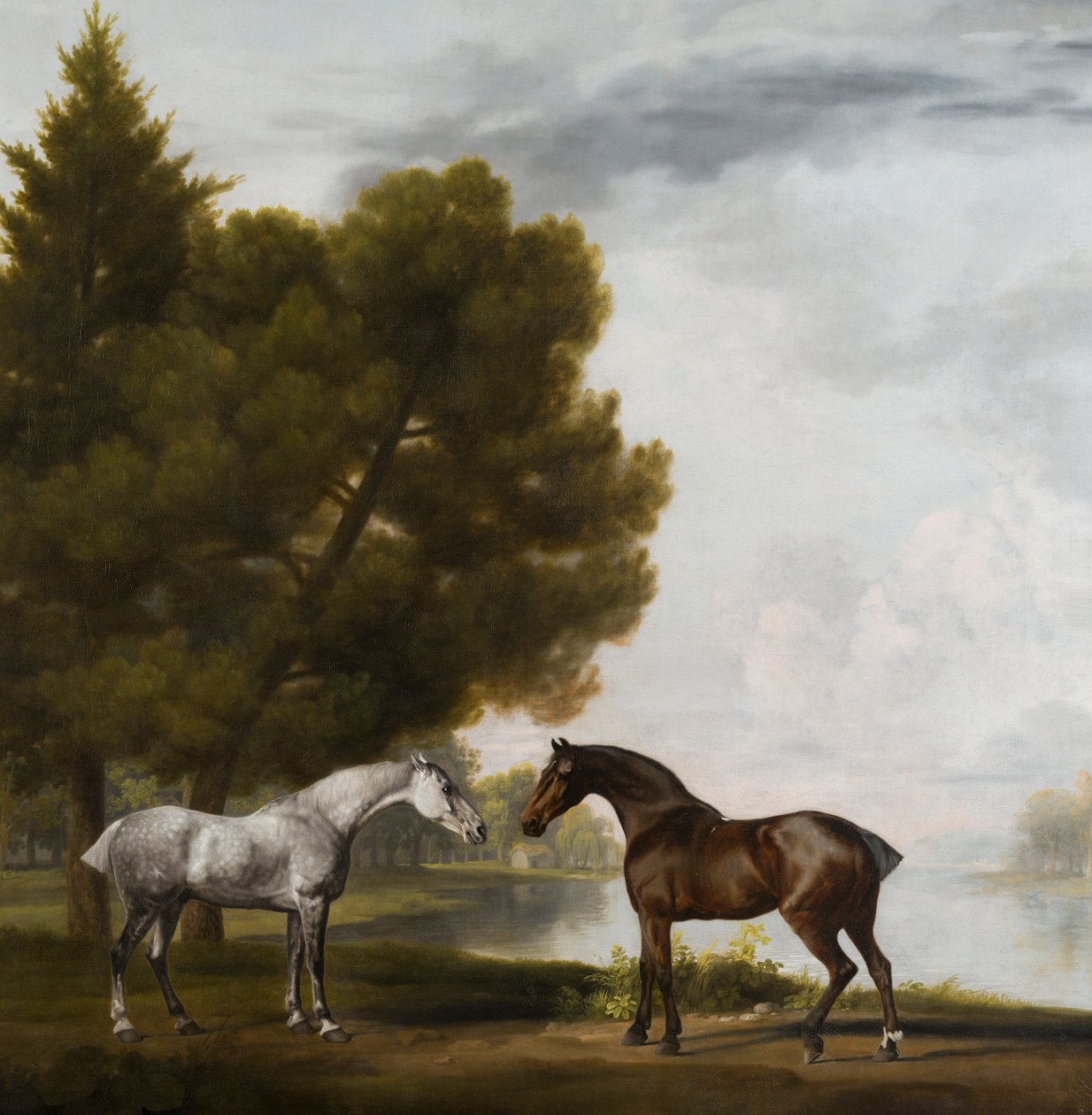 Két ló kommunikál a tájban, 1765-80 körül (olaj, vászon) alkotó: George Stubbs