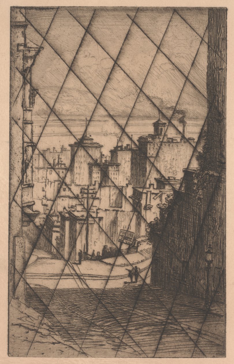 San Francisco-ban (törölt tábla), 1911 körül (mezzotint) alkotó: George Taylor Plowman