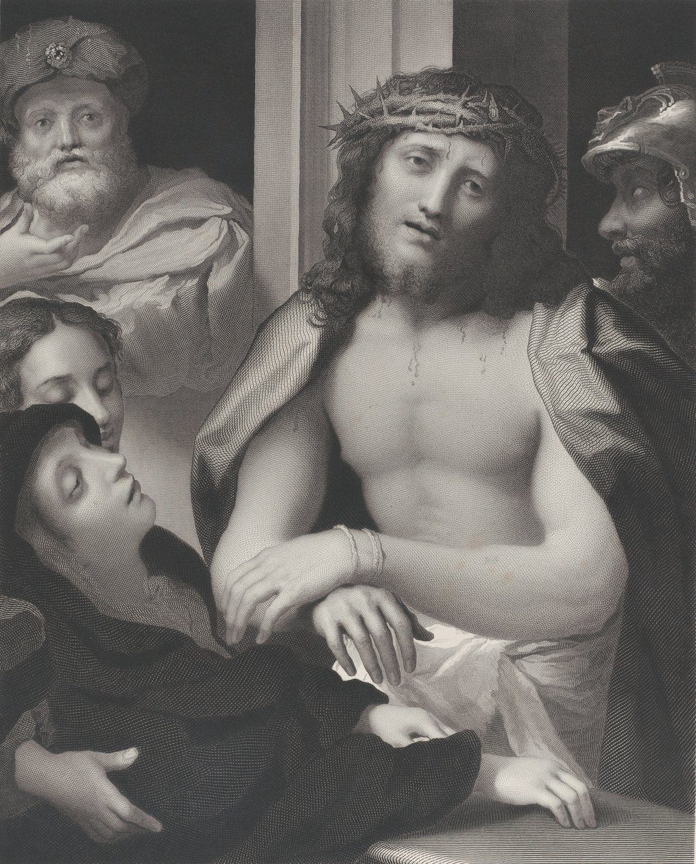Ecce Homo, mögötte Poncius Pilátus balra, a Szűzanya balra lent ájulva, és ..., 1850. alkotó: George Thomas Doo