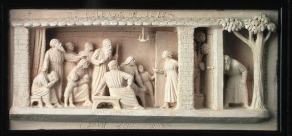 The Release of Peter, gyártó: Doulton & Co., 1872-82 körül (terrakotta) alkotó: George Tinworth