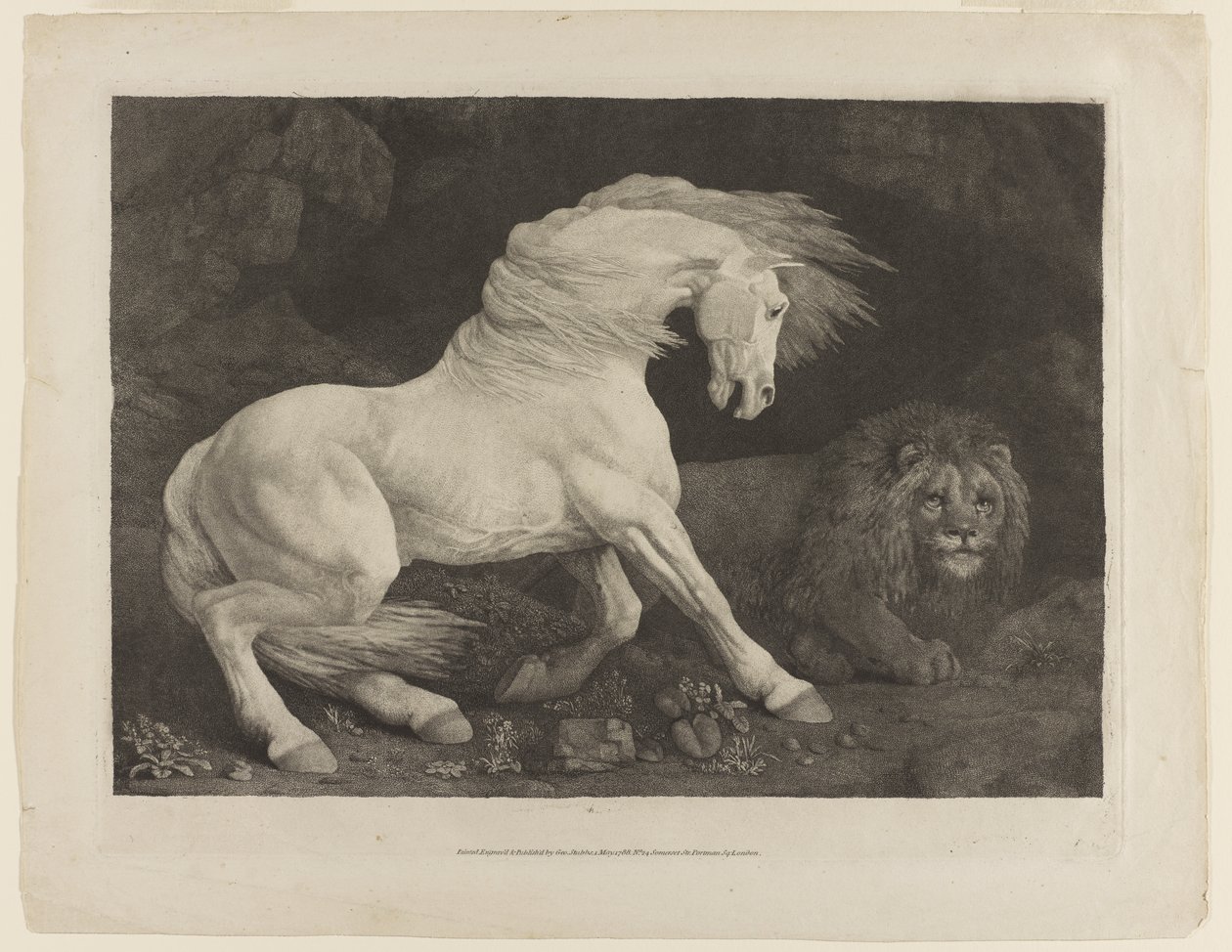 Egy oroszlántól megrémült ló George Stubbs (1724-1806) nyomán alkotó: George Townley Stubbs