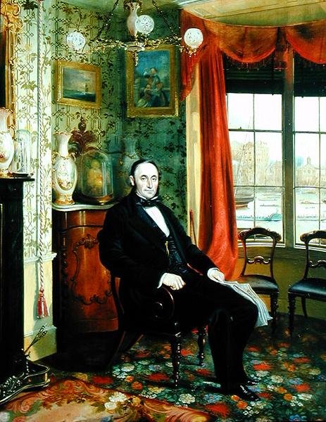 Henry Thomas Lambert portréja a dolgozószobájában ül, kilátással a Temze túloldalára (olaj, vászon) alkotó: George Townsend Cole