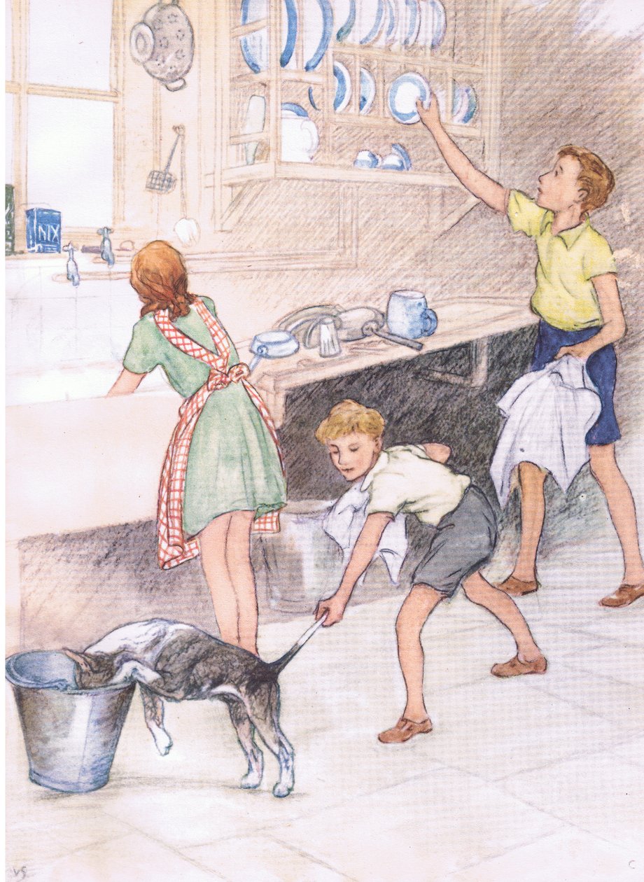 Segítő anya a konyhában, a Collins által kiadott Pets Limited kiadványból alkotó: George Vernon Stokes