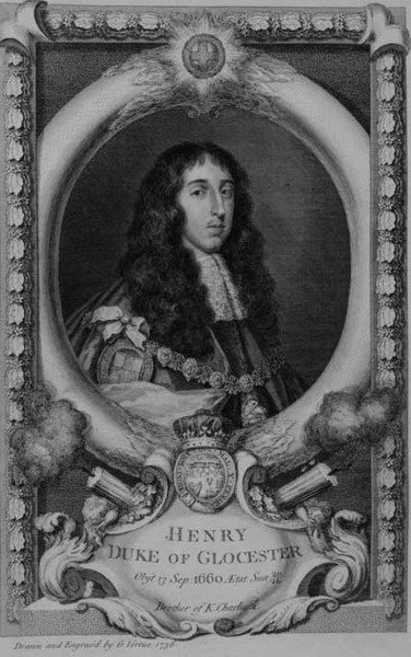 Henrik, Gloucester hercege (1639-60) II. Károly fiatalabb testvére, a művész metszete. alkotó: George Vertue