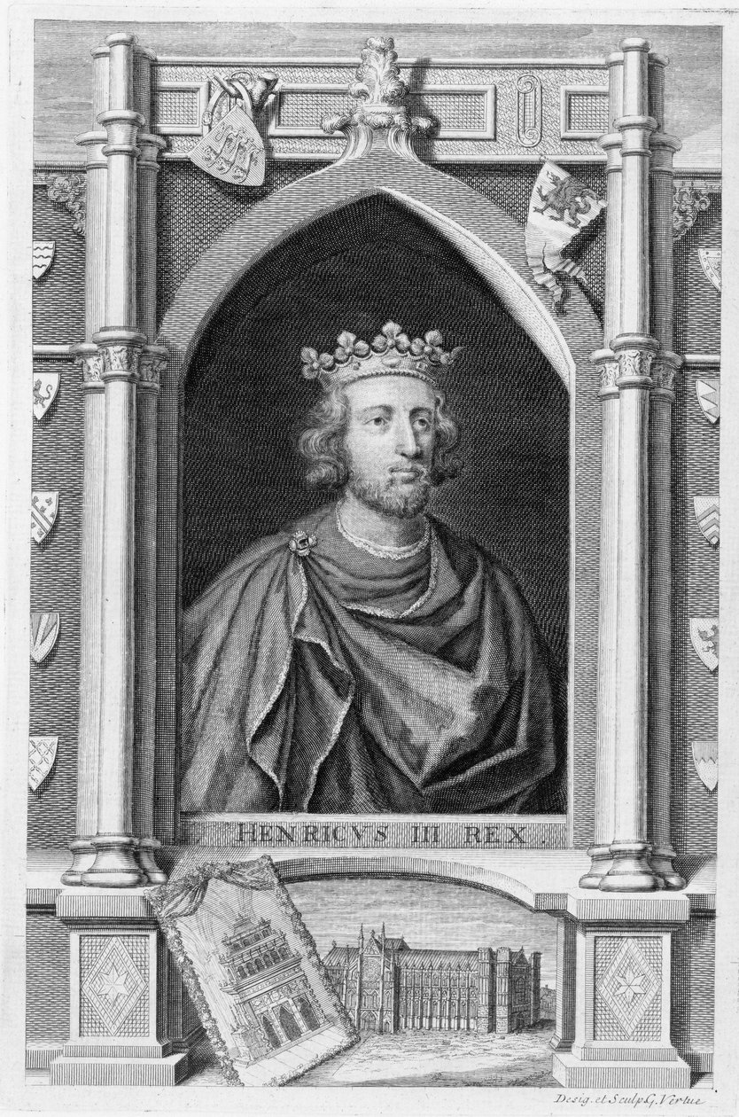III. Henrik (1207-72) Anglia királya 1216-tól, a művész által metszett (metszet) alkotó: George Vertue