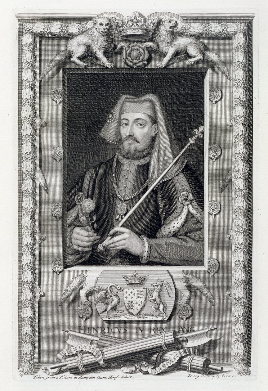 IV. Henrik (1367-1413) Anglia királya 1399-től, a Hampton Courtban található festmény után, a művész metszete. alkotó: George Vertue
