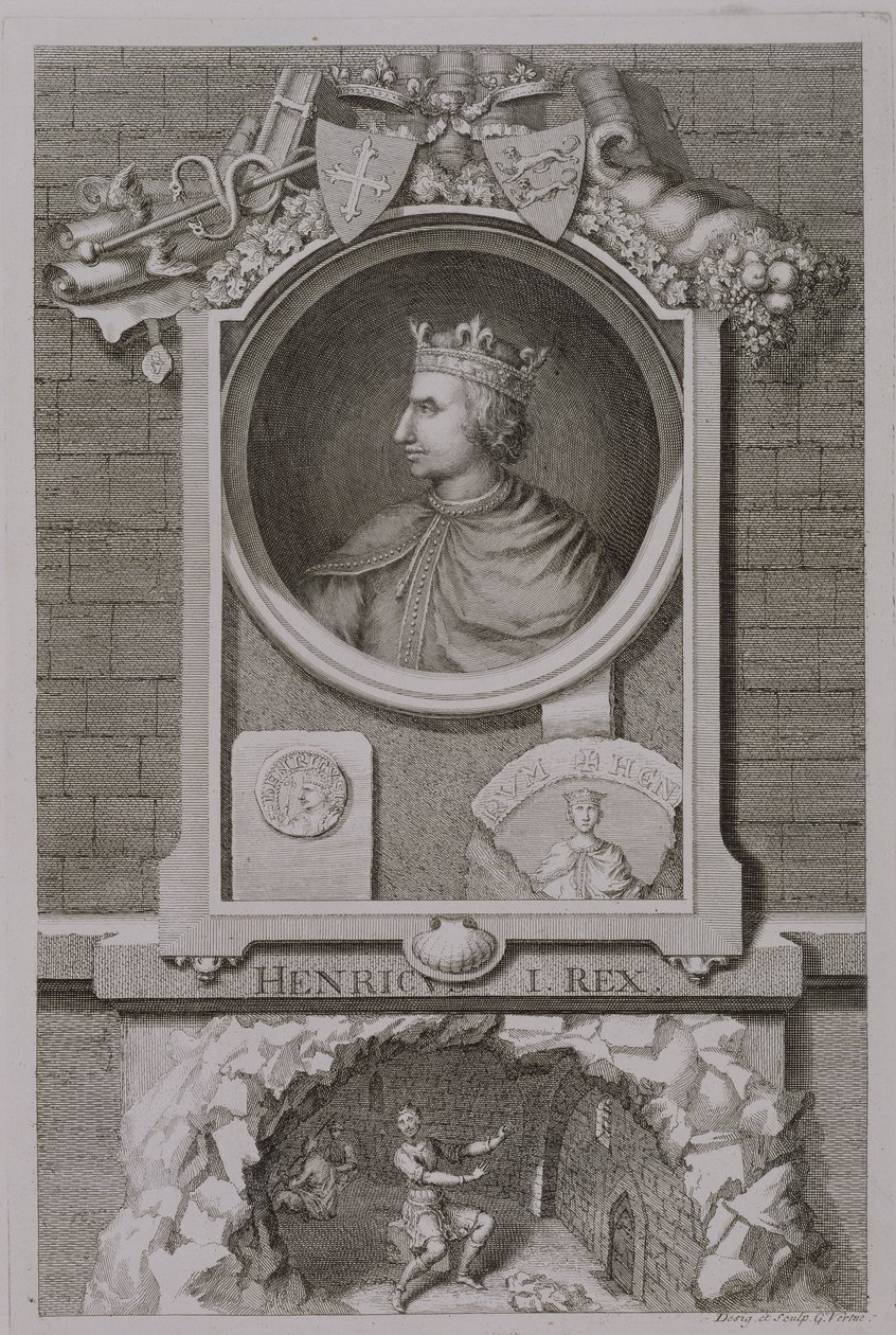 I. Henrik (1068-1135) Anglia királya 1100-tól, metszett a művész alkotó: George Vertue