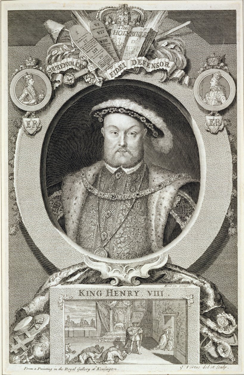 Henrik VIII (1491-1547), a Kensingtoni Királyi Galériában készült festménye után alkotó: George Vertue