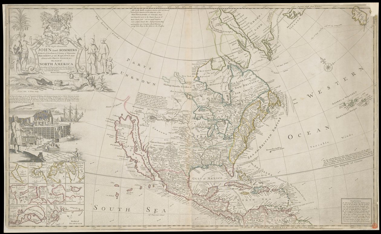 Észak-Amerika térképe, 1720 körül (metszet) alkotó: George Vertue