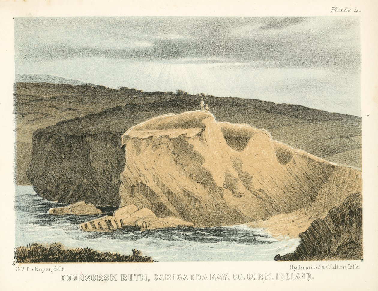 Doonsorsk Ruth, Caricadda Bay, Co Cork, Írország (színes metszet) alkotó: George Victor Du Noyer