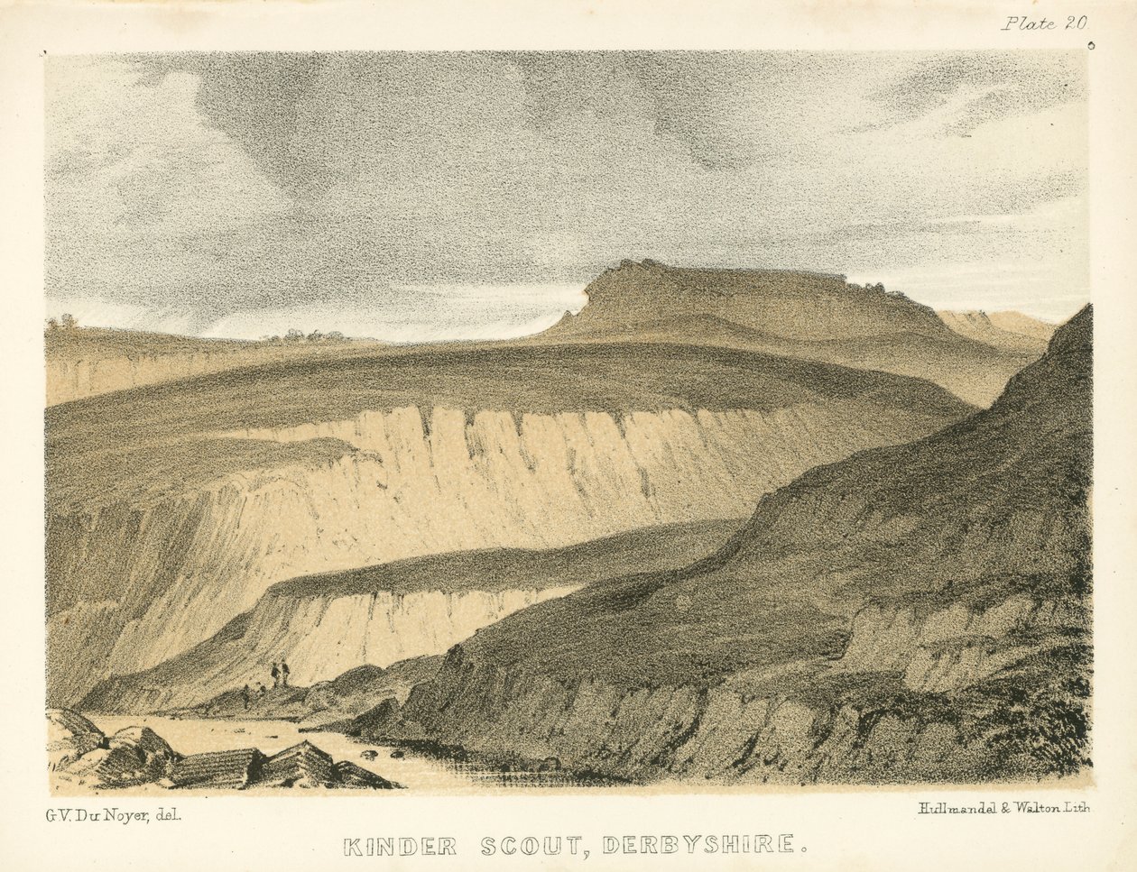 Kinder Scout, Derbyshire (színes metszet) alkotó: George Victor Du Noyer