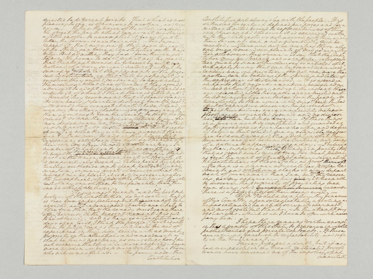 „Az alkotmány szerinti hatalom mindig az embereké lesz” – írta alá egy autogramlevél Bushrod Washingtonnak, 1787. november 9-én. alkotó: George Washington