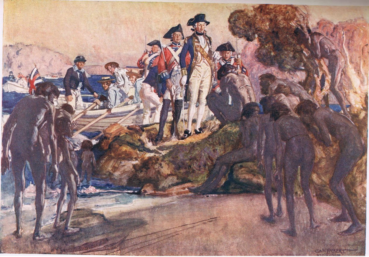 Phillip kormányzó Sydney Cove-ban (színes litó) alkotó: George Washington Lambert