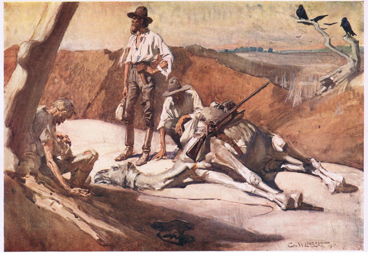 Útban a Hopeless-hegy felé (színes litó) alkotó: George Washington Lambert