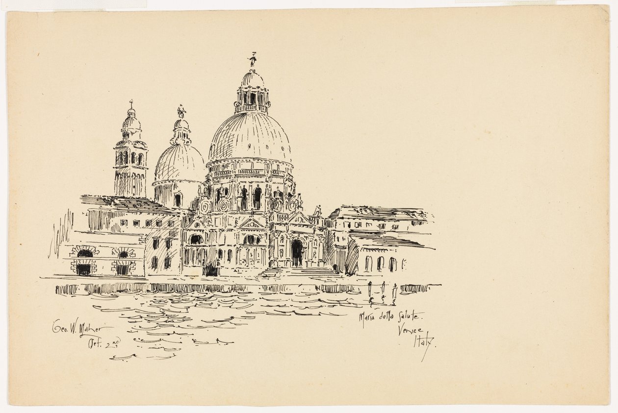 Sta. Maria della Salute, Velence, Olaszország, Utazási vázlat alkotó: George Washington Maher
