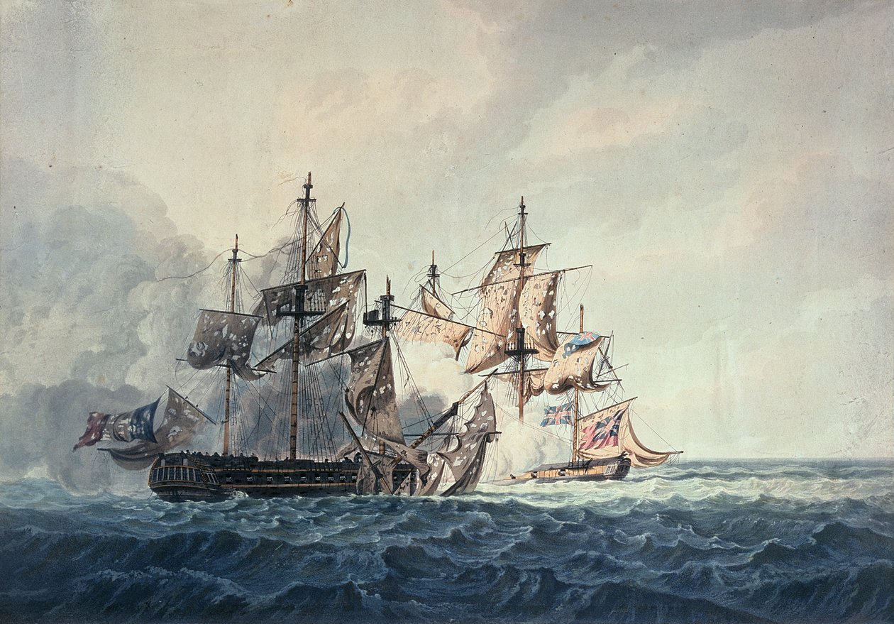 Az akció a Őfelsége Sloopja, Bonne Citoyenne és a francia La Furieuse fregatt között 1809. július 6-án a Nyugati-szigeteken, R und D Havell metszetében, Robert Cribb 1810-ben adta ki. alkotó: George Webster