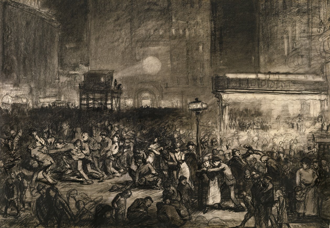 Választási éjszaka Times Square, 1906. alkotó: George Wesley Bellows