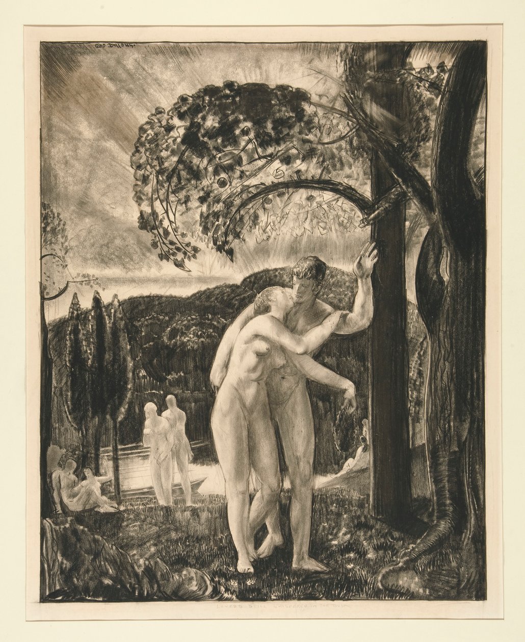 A szerelmesek továbbra is suttogtak az alkonyatban alkotó: George Wesley Bellows