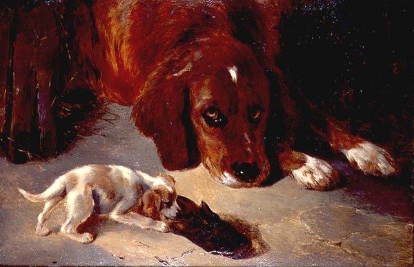 Egy érdeklődő kiskutya (tábla) alkotó: George Wiliam Horlor