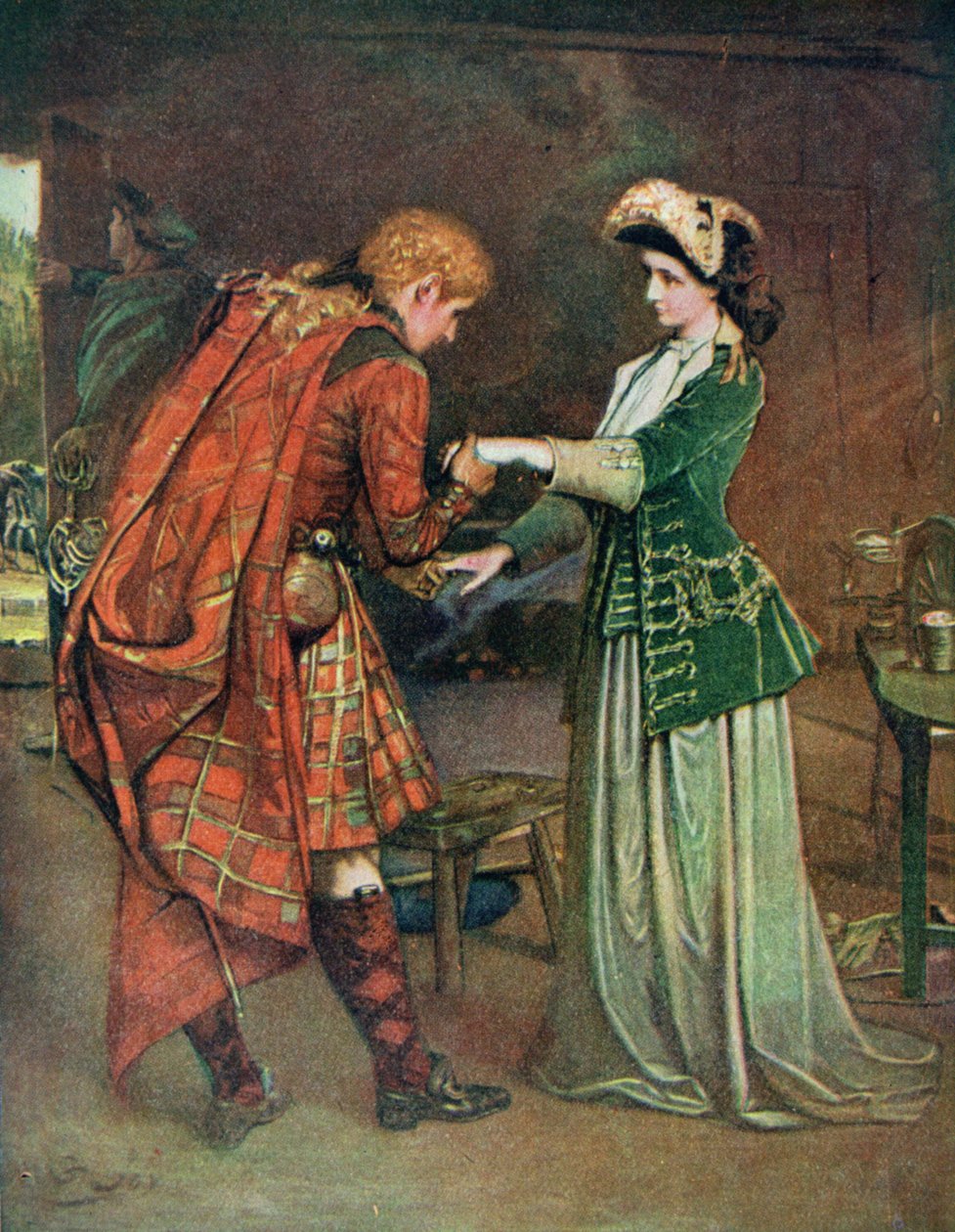 Charlie herceg (1720-88) búcsúja Flora Macdonaldtól (1722-90), illusztráció a Richard Wilson által szerkesztett "Lives of Great Men Told by Great Men" című könyvből, 1920-as évek körül. alkotó: George William Joy