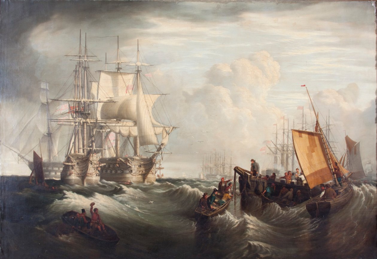 „Horgonyzás a Spitheadnél”, 1859 alkotó: George William Mote