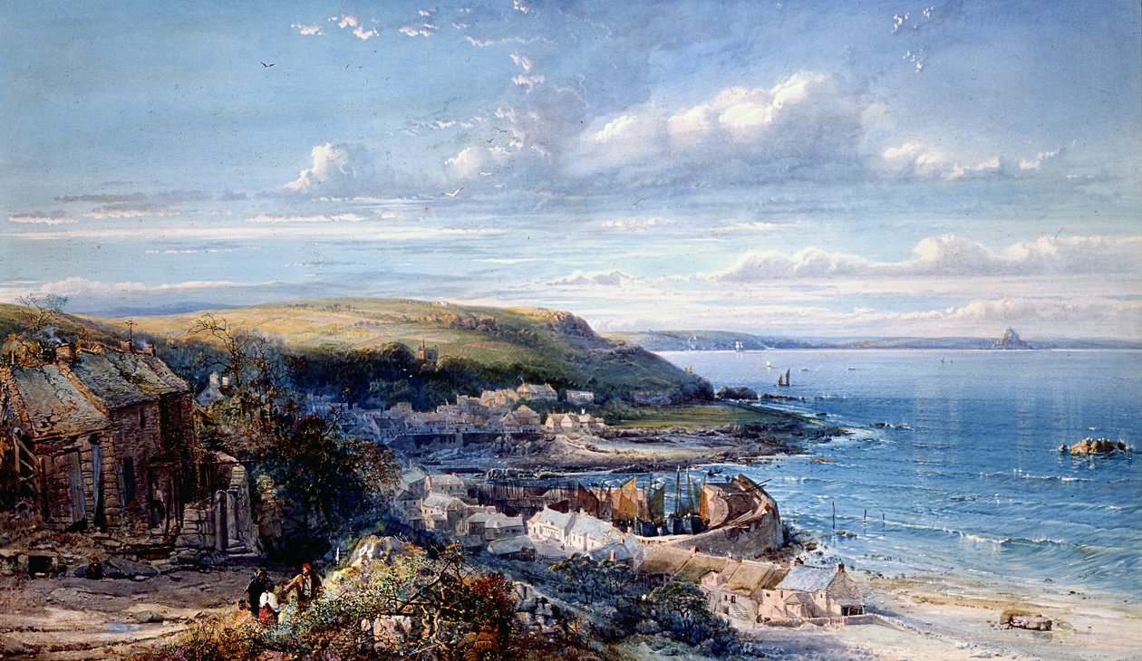 A Mounts Bay Fishing Village (Egérlyuk) 1860 (wc és testszín papíron) alkotó: George Wolfe