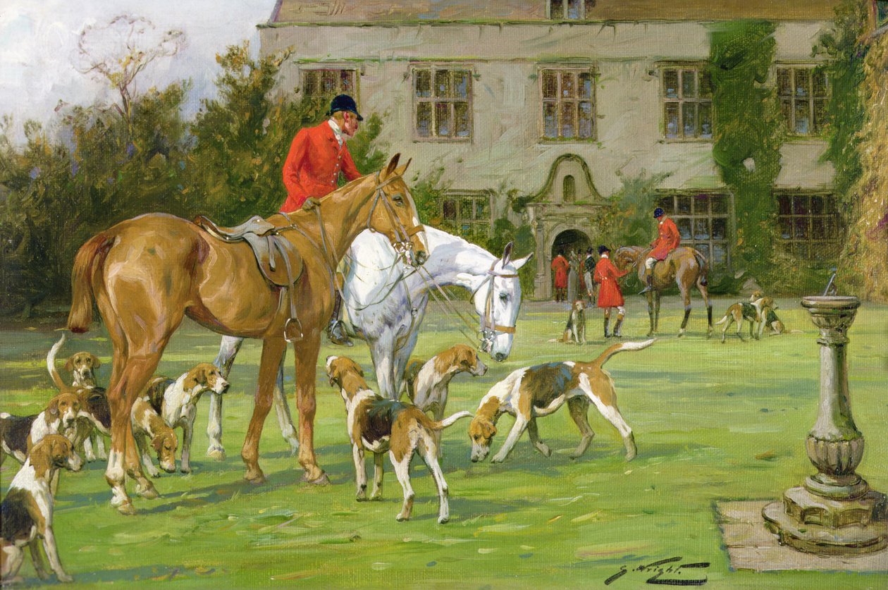 Találkozás az Avesbury Manorban, Wiltshire (olaj, vászon) alkotó: George Wright