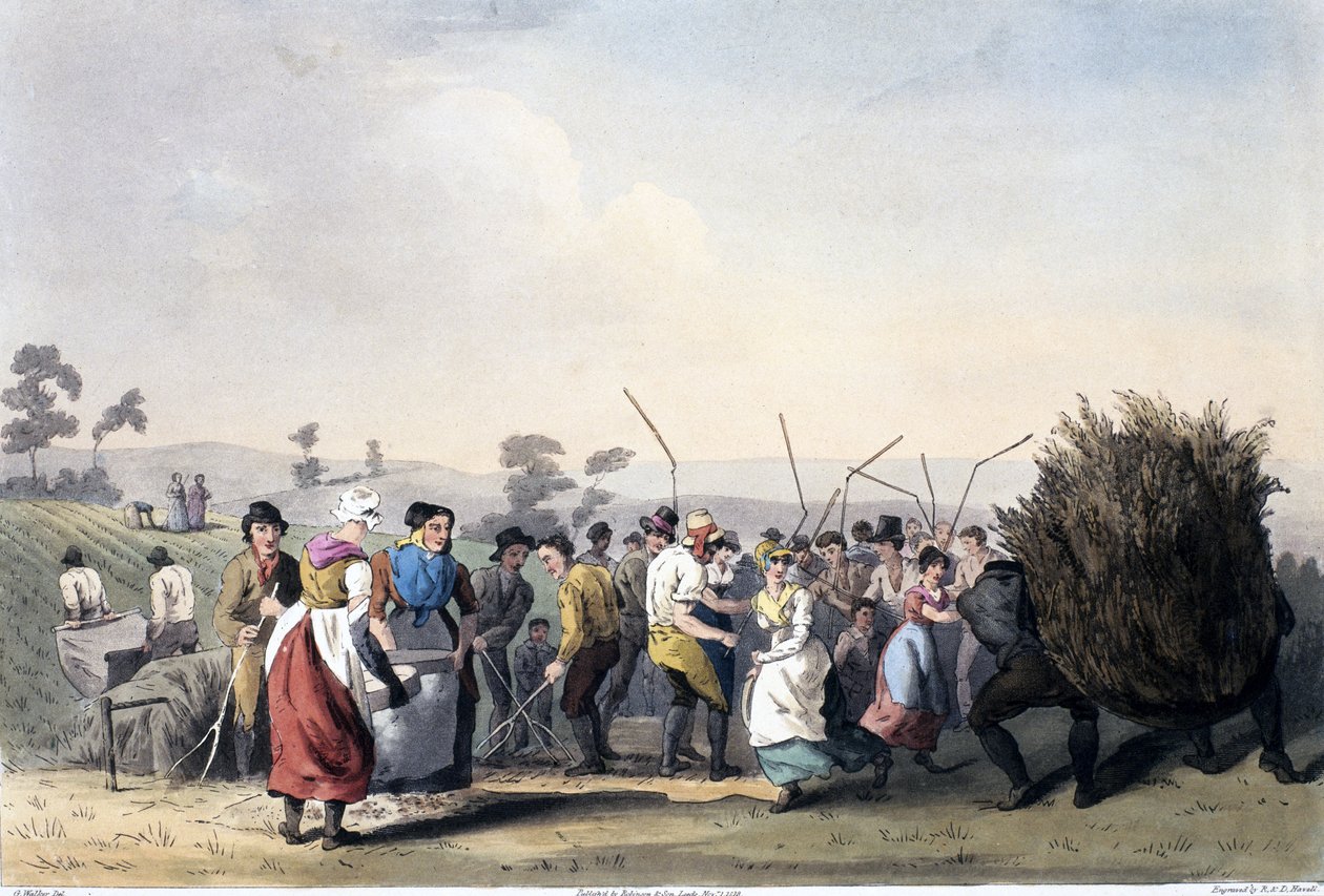 Repce Threshing, a Yorkshire-i jelmezből, Robert Havell (1769-1832) metszetében, 1814 (kézzel színezett akvatinta) alkotó: George after Walker