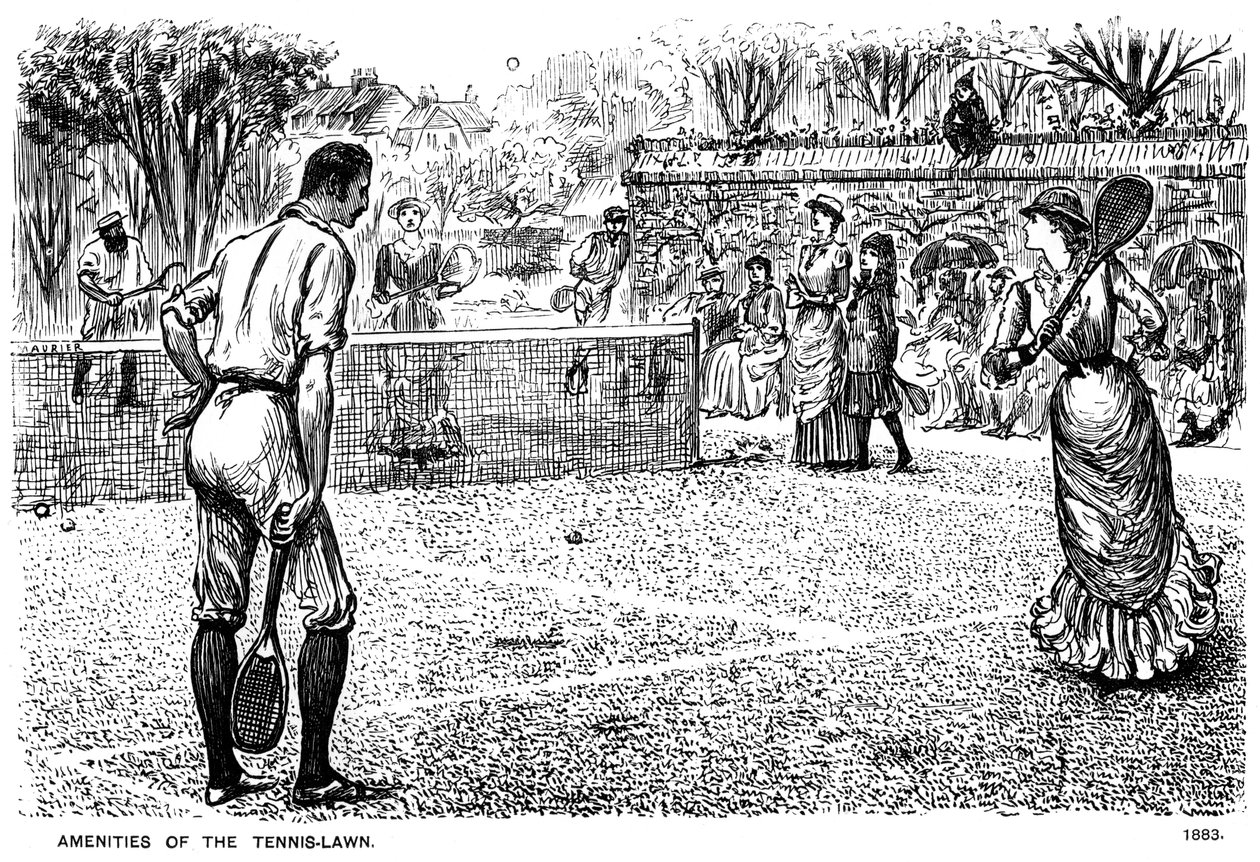 A teniszgyep felszereltsége, 1883-1891. alkotó: George du Maurier