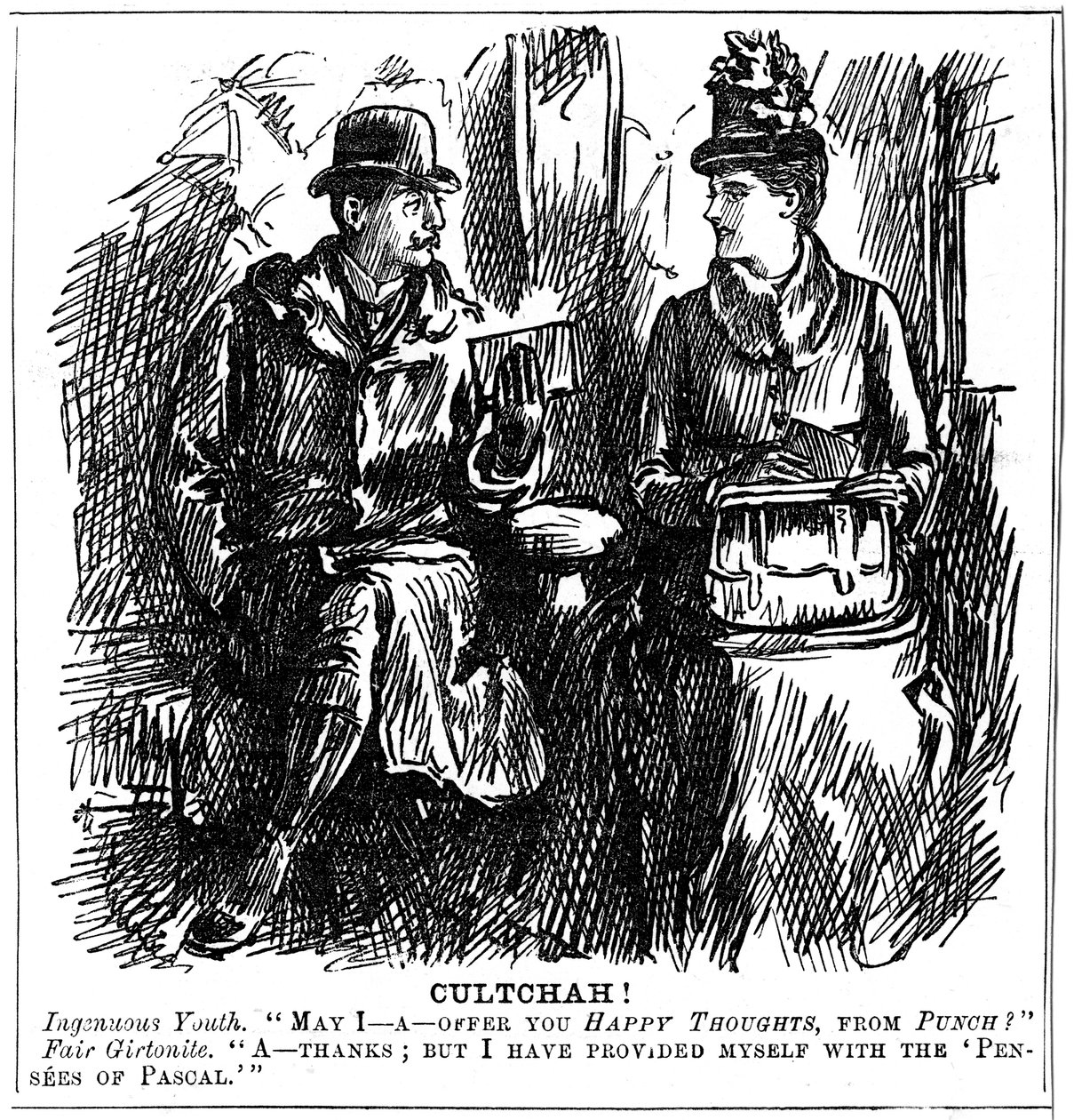 Az egyetemi oktatás előnyei a nők számára, 1887 alkotó: George du Maurier