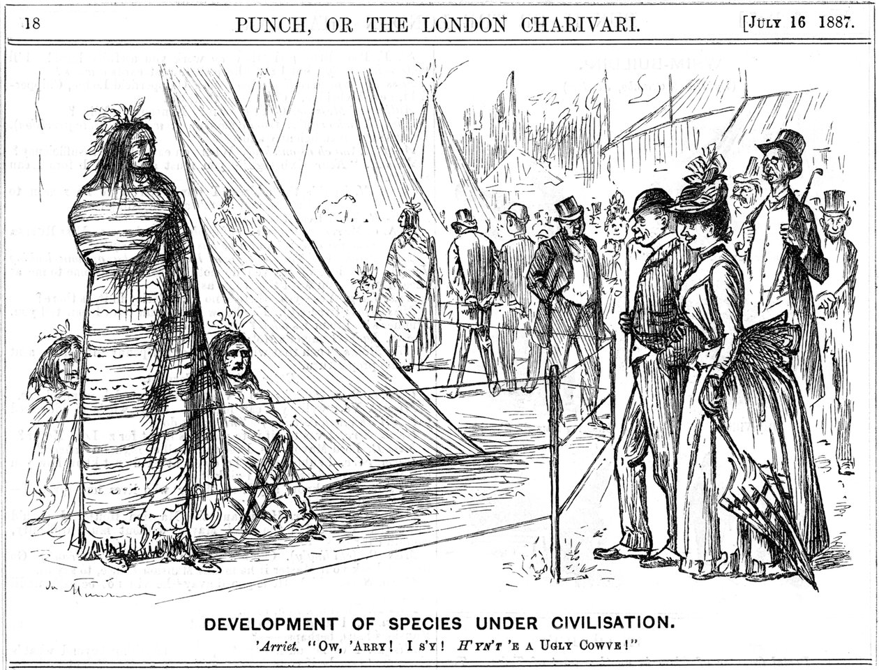 George du Maurier rajzfilm a Punchból, a darwinizmust illusztrálva, 1887 alkotó: George du Maurier