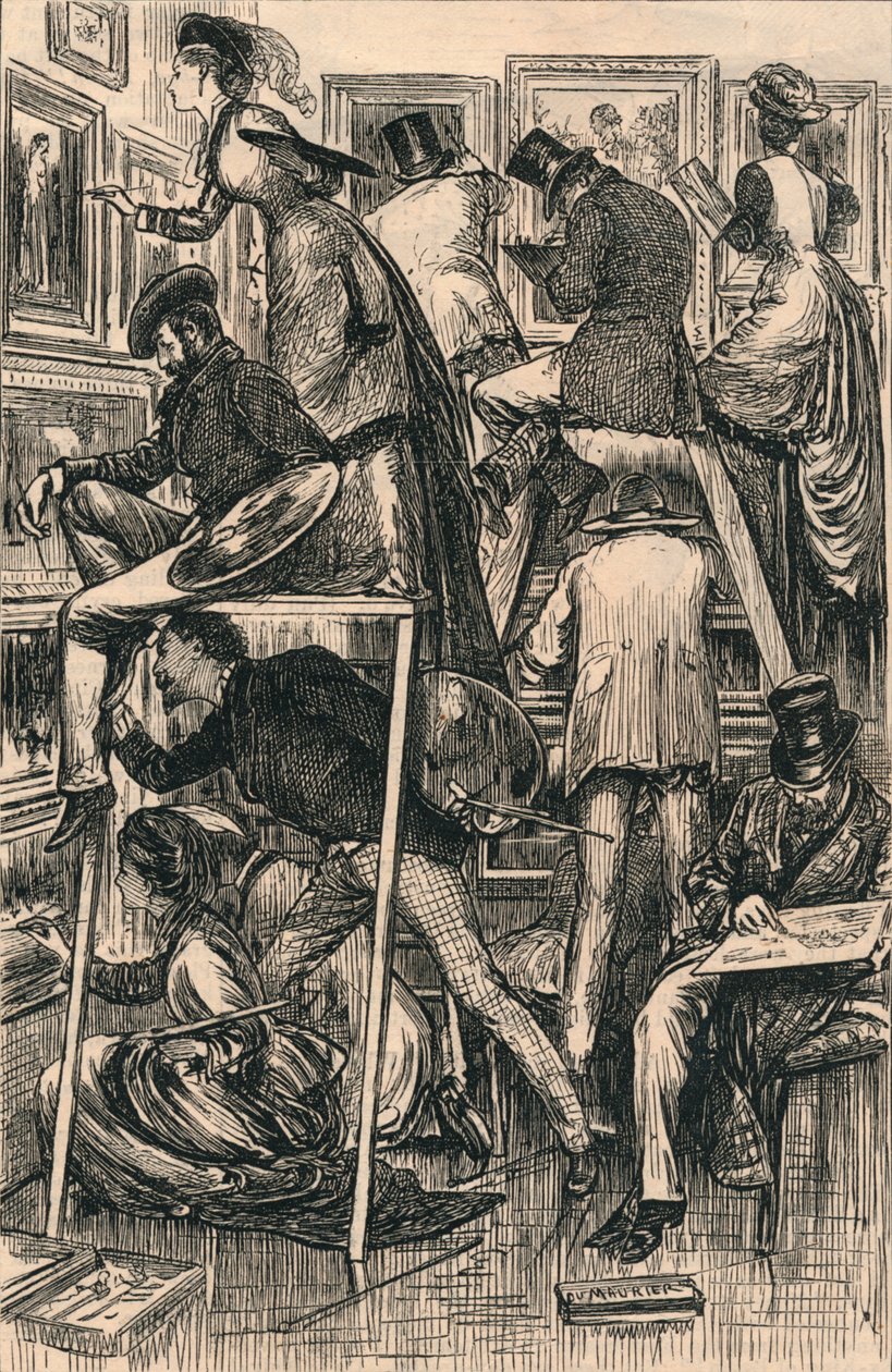 Lakkozás napja a Királyi Akadémián, 1877 alkotó: George du Maurier