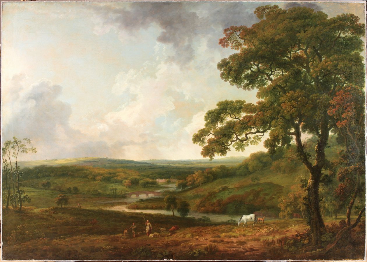 Kilátás a Welbeck Parkban kanyargós patakkal (olaj, vászon) alkotó: George the Elder Barret