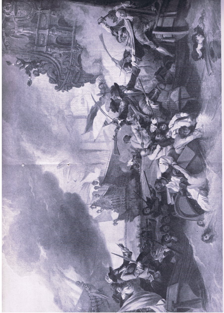A La Hogue-i csata, 1692. május 23-24.: A francia flotta megsemmisítése, illusztráció a brit szárazföldi és tengeri csatákból, 1915 alkotó: George the Elder Chambers